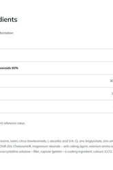 Ingredient list for Olimp Labs Lutein Bio-Complex, highlighting key components and their quantities.